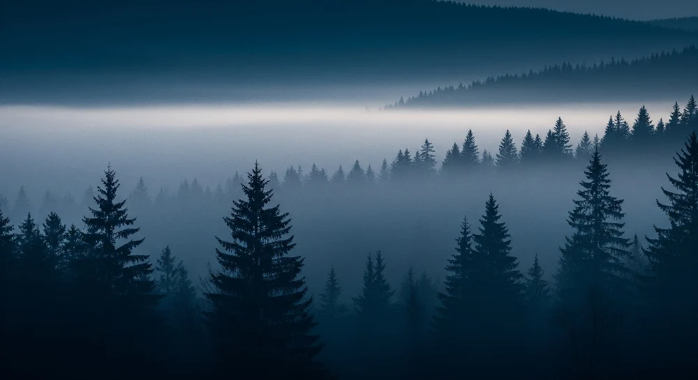 Lastenhuoneen tapetti | Salaperäinen sumuinen metsä