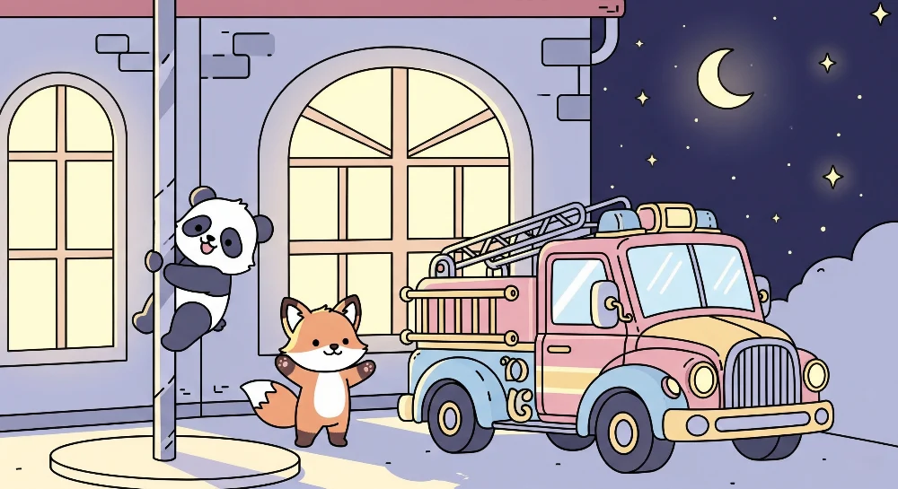 Lastenhuoneen tapetti | Seikkailullinen panda ja kettu