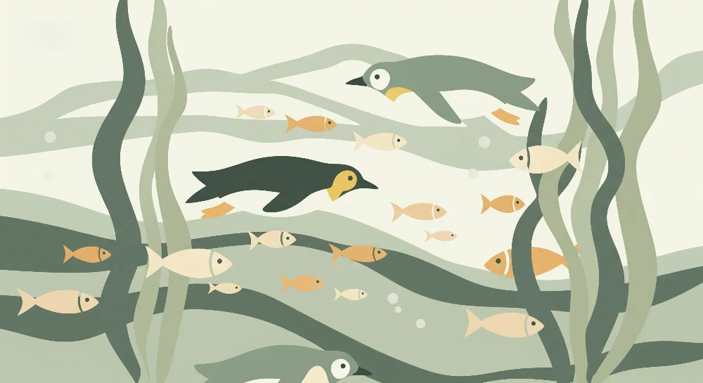 Lastenhuoneen tapetti | Sukellus pingviinien ja kalojen kanssa