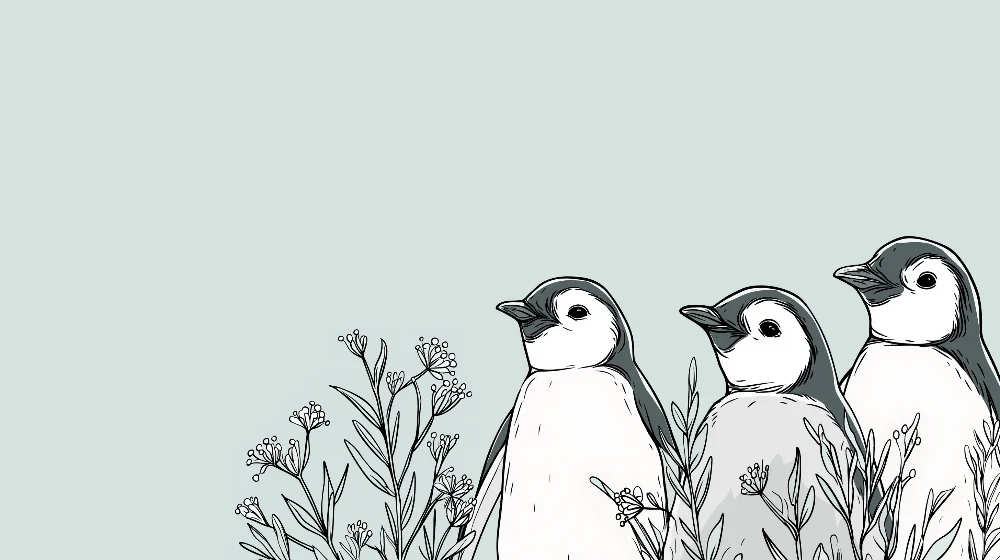 Lastenhuoneen tapetti | Suloiset pienet pingviinit luonnossa
