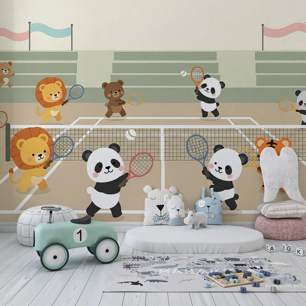 Lastenhuoneen tapetti | Tennis pelaavat eläimet