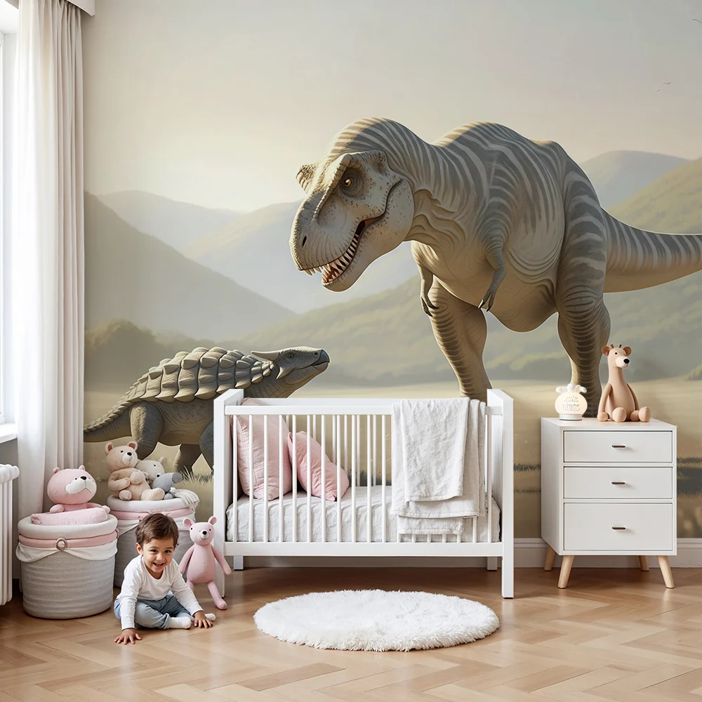 Lastenhuoneen tapetti | T-rex 3D