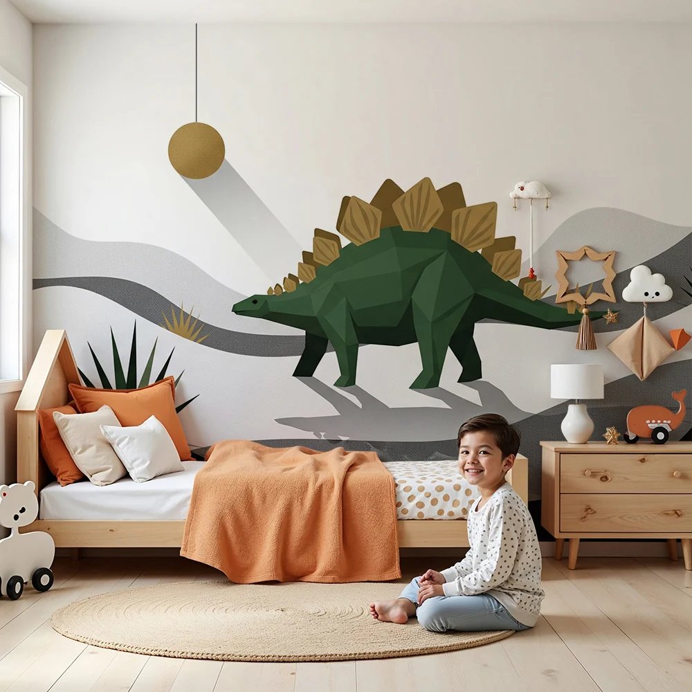 Lastenhuoneen tapetti | Tyylikäs dinosaurusten minimalistinen tausta