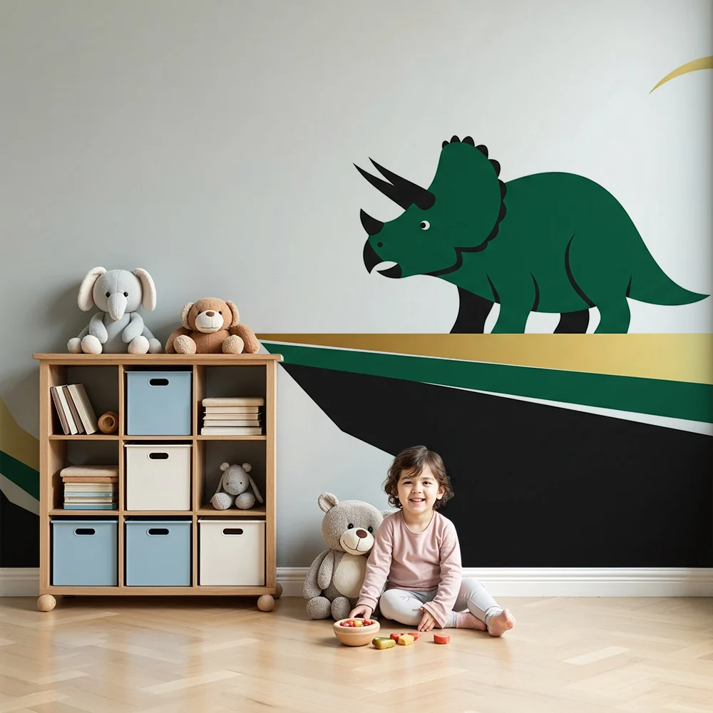 Lastenhuoneen tapetti | Tyylikäs triceratops modernilla taustalla