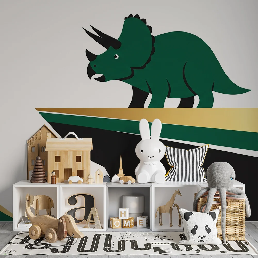 Lastenhuoneen tapetti | Tyylikäs triceratops modernilla taustalla