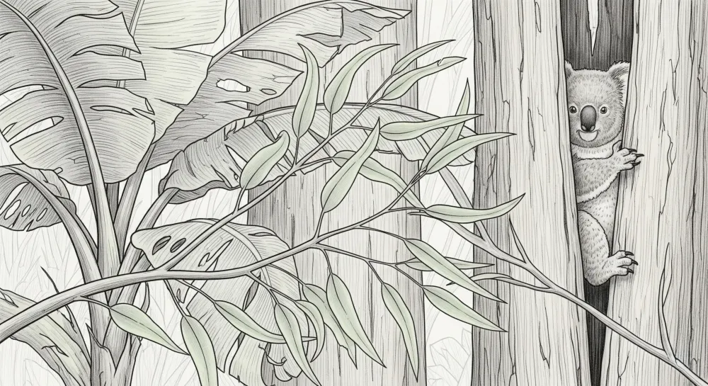 Lastenhuoneen tapetti | Utelias koala metsässä