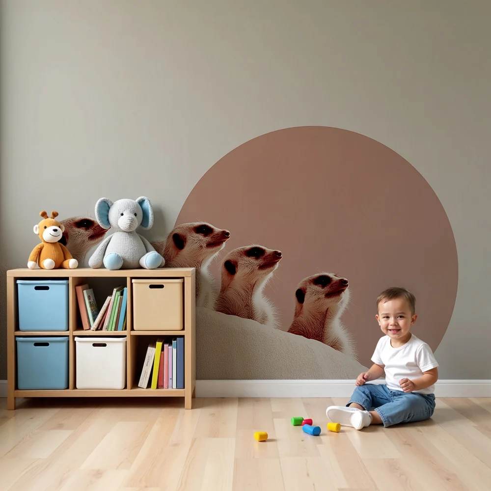 Lastenhuoneen tapetti | Utelias mangusti ja moderni design
