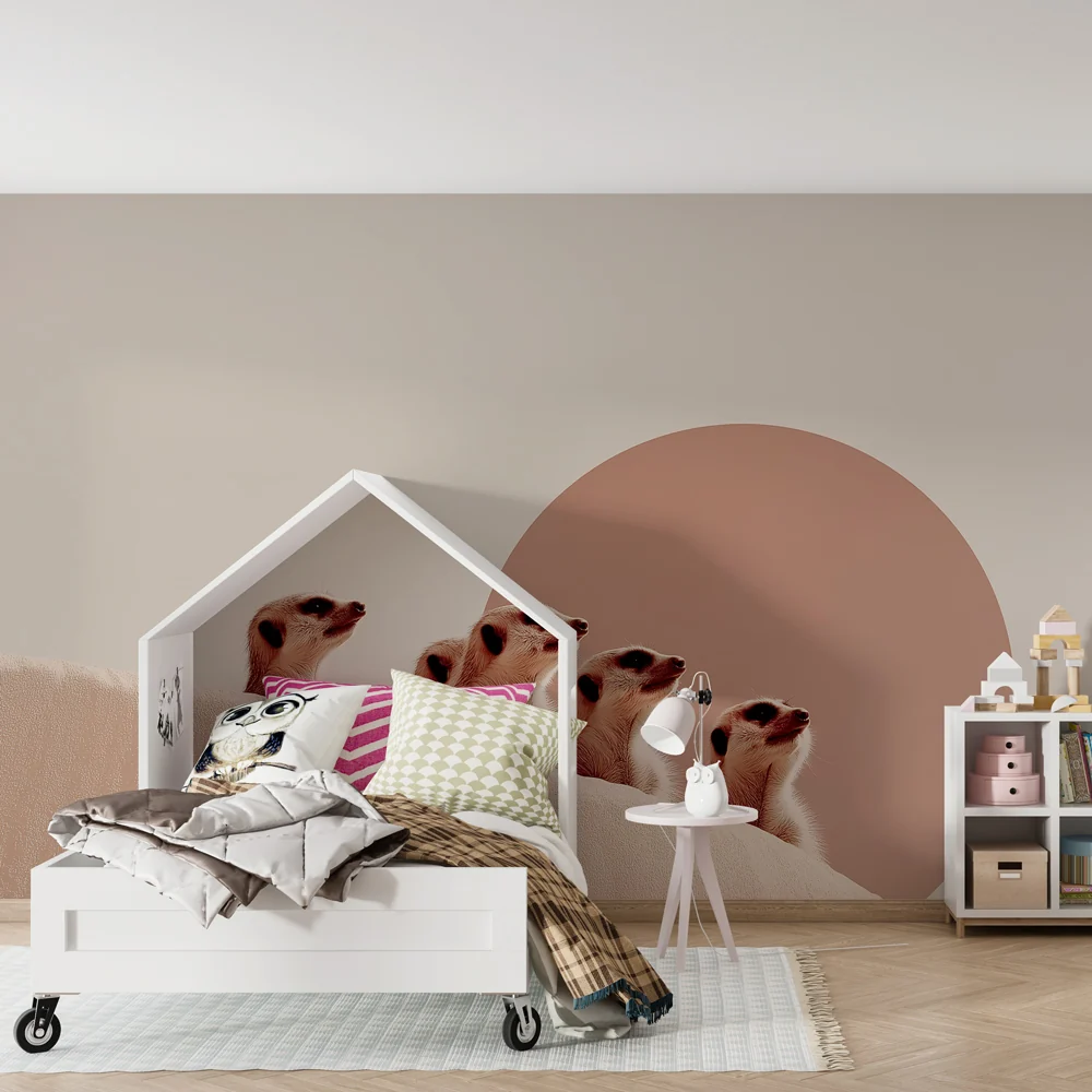 Lastenhuoneen tapetti | Utelias mangusti ja moderni design