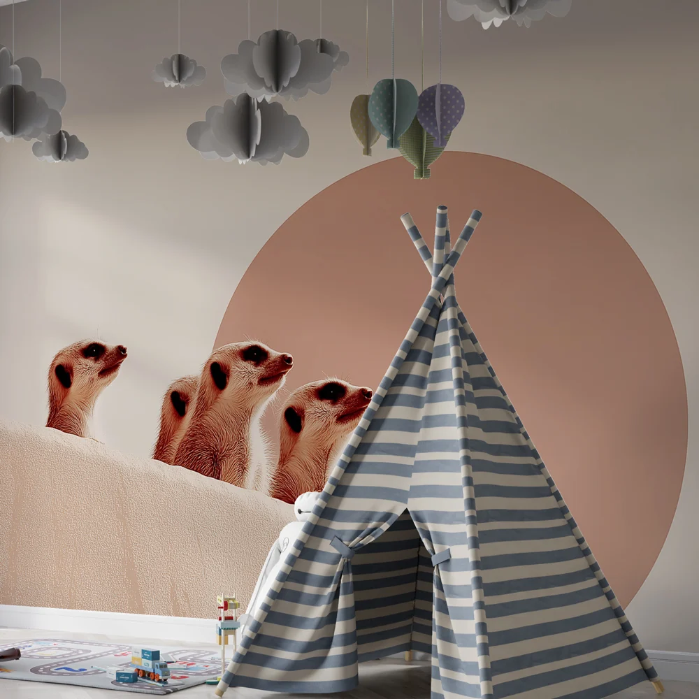 Lastenhuoneen tapetti | Utelias mangusti ja moderni design