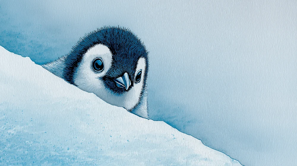 Lastenhuoneen tapetti | Vilkas pingviini jäisellä taustalla