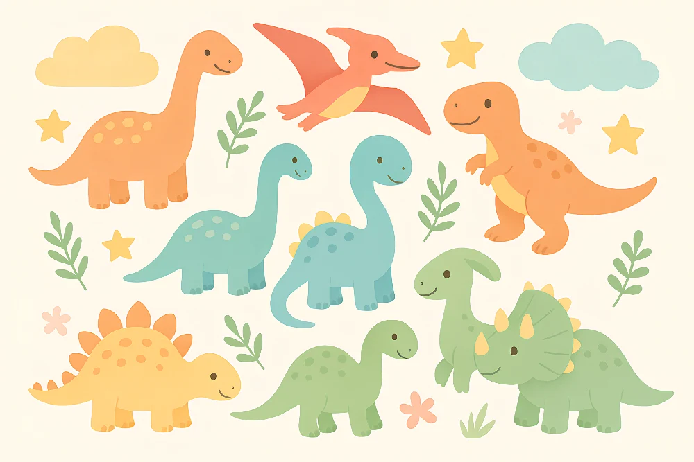 Lastenhuoneen tapetti | Värikkäät dinosaurusten maailma