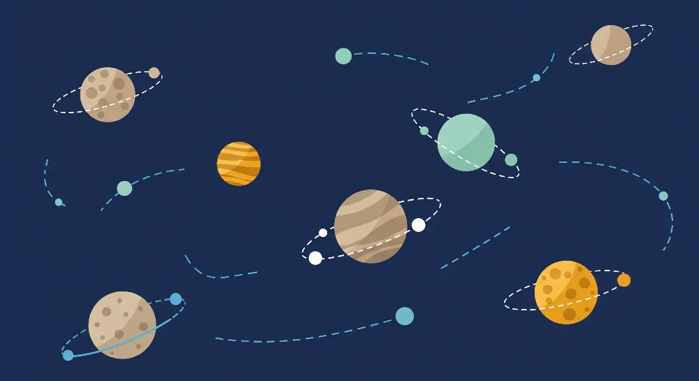 Lastenhuoneen tapetti | Värikkäät planeetat astralisessa universumissa