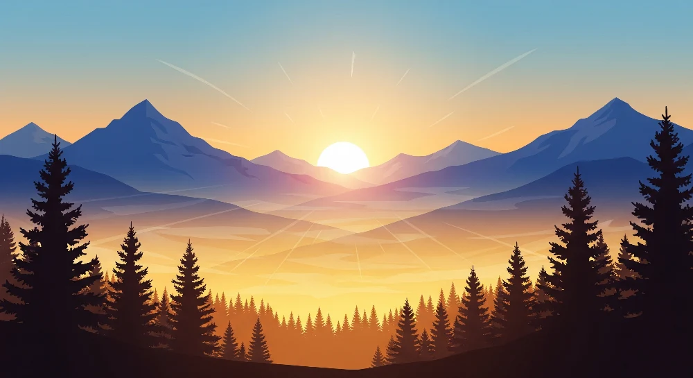 Lastenhuoneen tapetti | Vuoristomaisema auringonnousun aikaan
