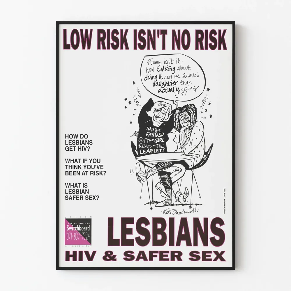 Lesbojen HIV- ja turvallisen seksin juliste - Ennaltaehkäisevä viesti
