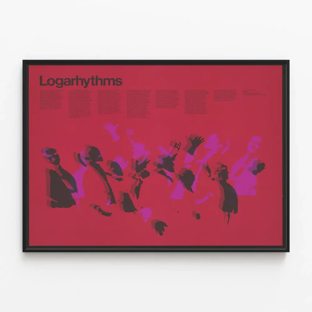 Logarhythms-juliste - moderni seinäkoriste punainen ja violetti