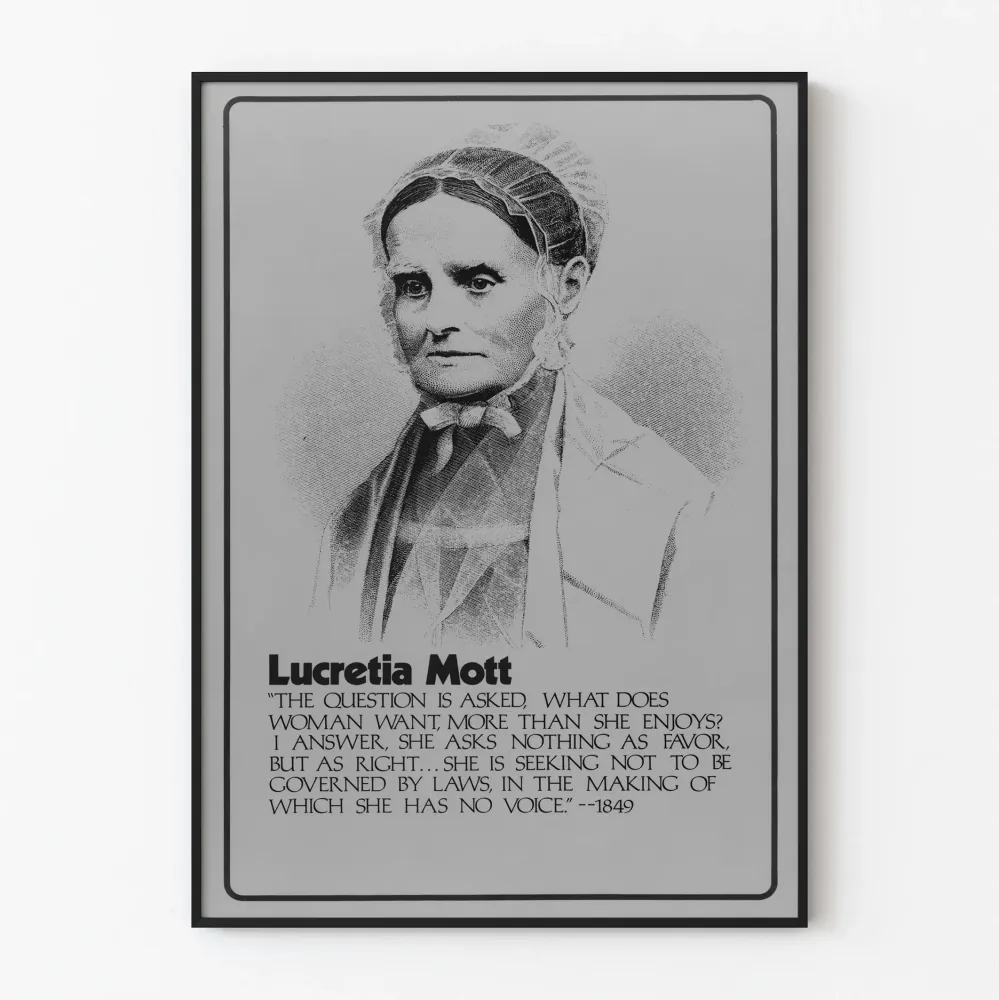 Lucretia Mottin muotokuvalista ja lainaus naisten oikeuksista