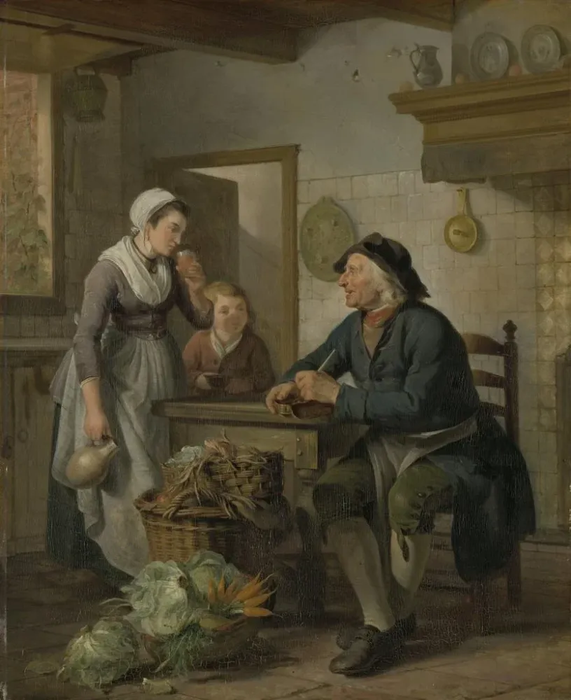 Maalaus Aamun vierailu - Adriaan de Lelie | Taidetuloste