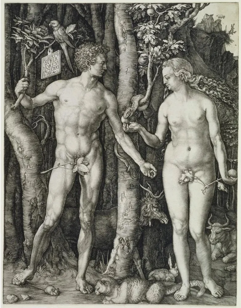 Maalaus Adam ja Ève Ihmisen lankeemus - Albrecht Dürer | Taidetuloste
