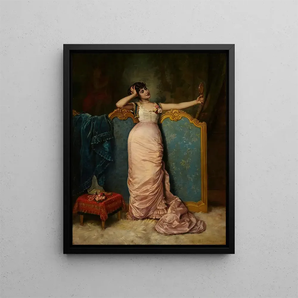 Maalaus Admirant son apparence - Auguste Toulmouche | Taidetuloste