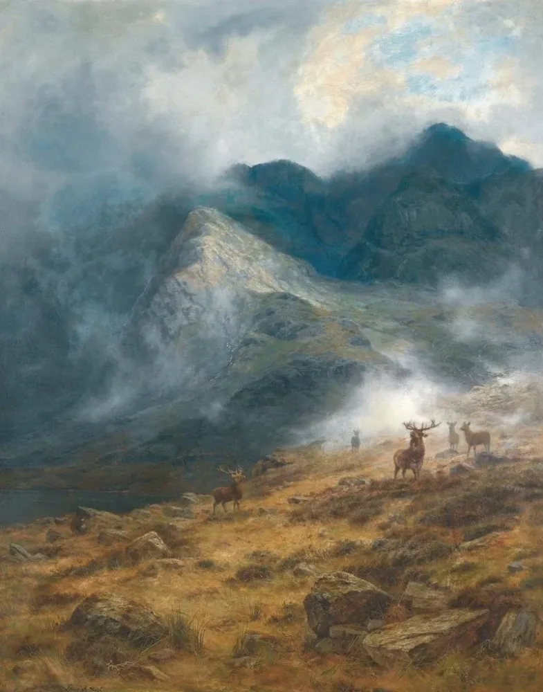 Maalaus Après la pluie, un brae des Highlands - Louis Bosworth Hurt | Taidetuloste