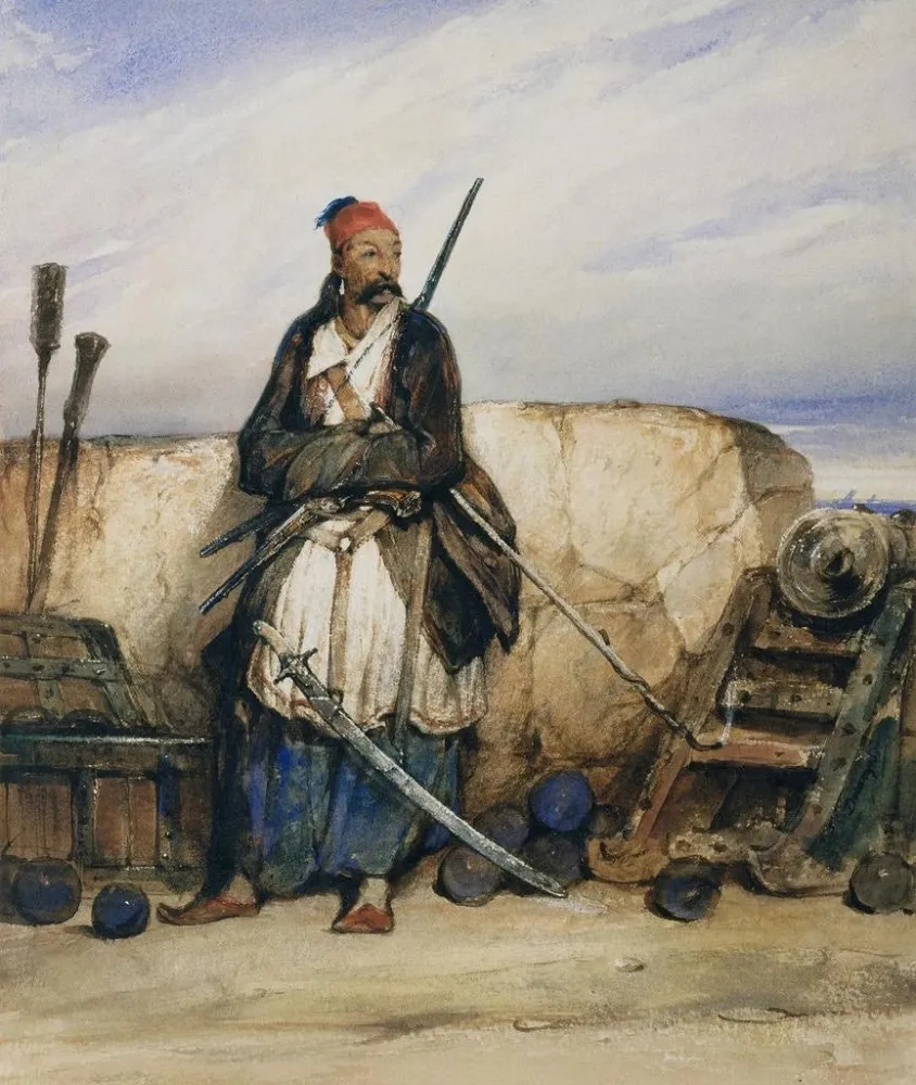 Maalaus Un artilleur turkki - Alexandre-Gabriel Decamps | Taidetuloste