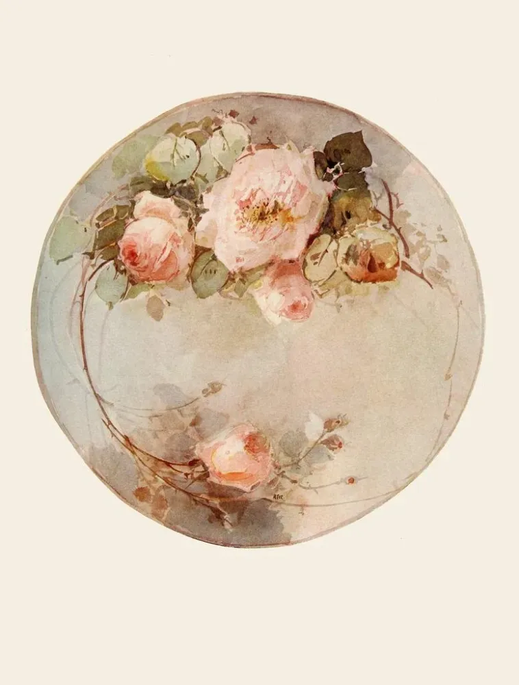 Maalaus Assiette rose - Adeline More | Taidetuloste