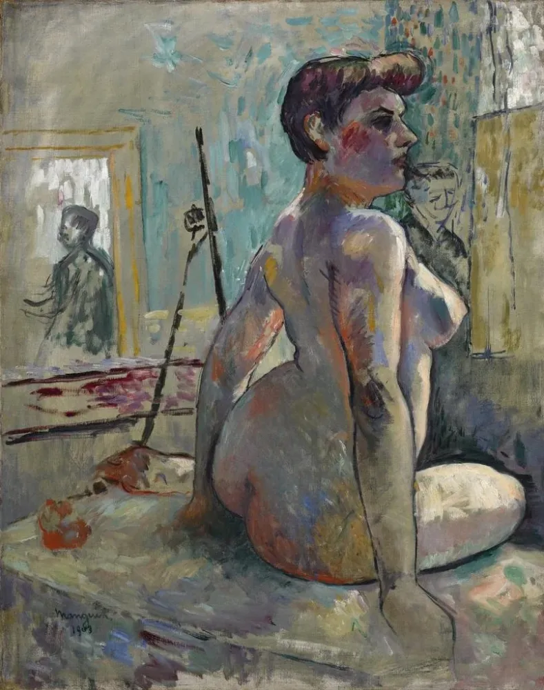 Maalaus Nu ateljeessa, La Croupe, Rue Boursault - Henri Manguin | Taidetuloste