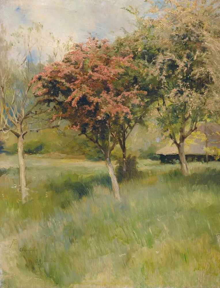 Maalaus Aubépine en fleur Vue depuis Chantilly - Albert Edelfelt | Taidetuloste