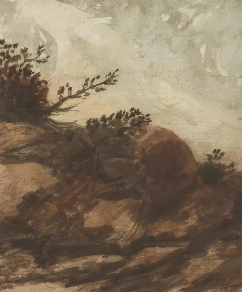 Maalaus Auringonlasku kukkulalla - Alphonse Legros | Taidetuloste