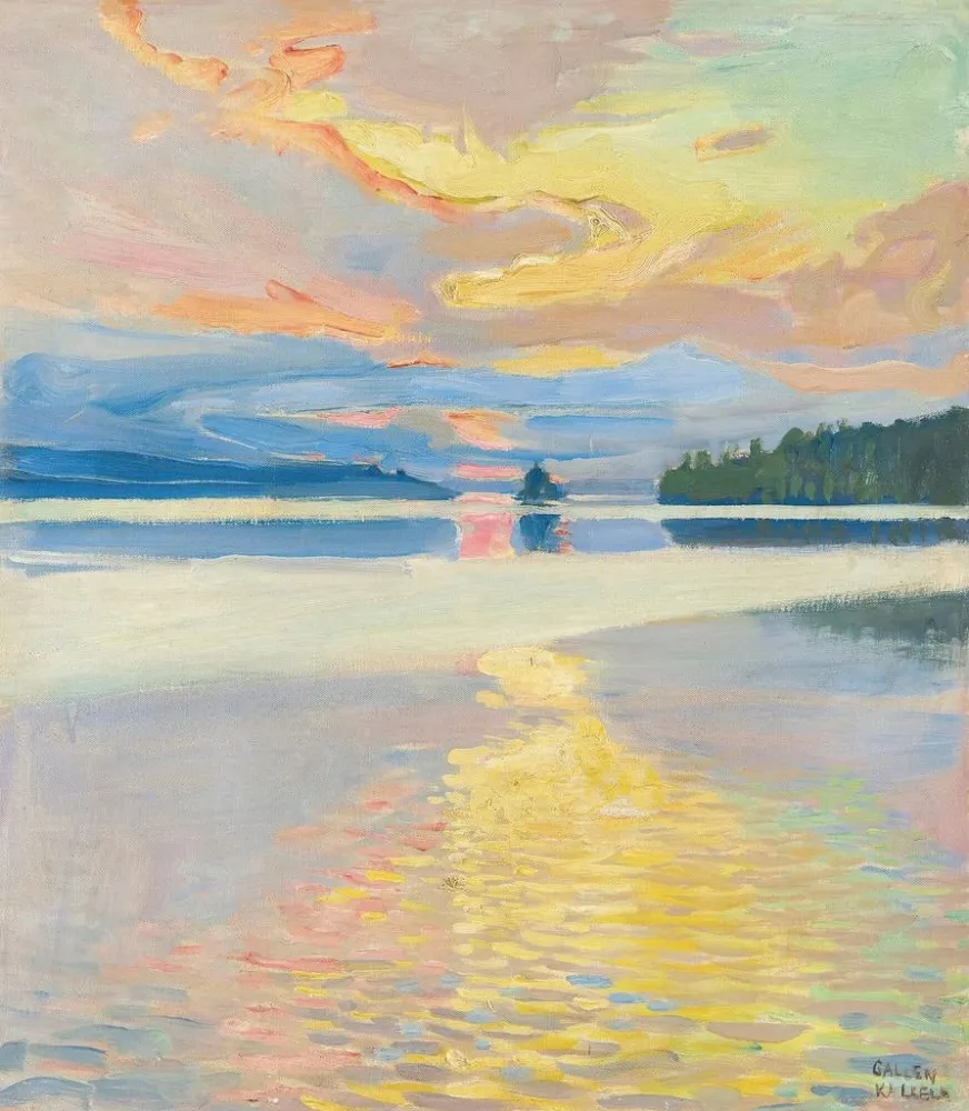 Maalaus Auringonlasku Ruovesi-järvellä - Akseli Gallen-Kallela | Taidetuloste
