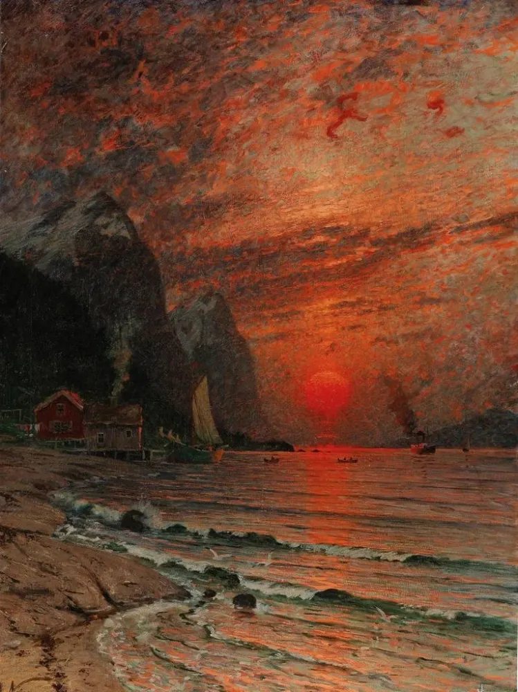 Maalaus Auringonlasku vuonolla - Adelsteen Normann | Taidetuloste