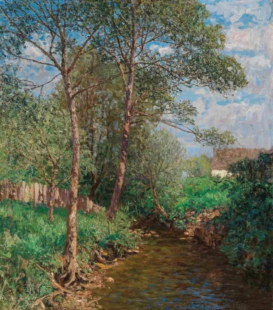 Maalaus Auringonpaisteinen puromaisema - Alfred Zoff | Taidetuloste