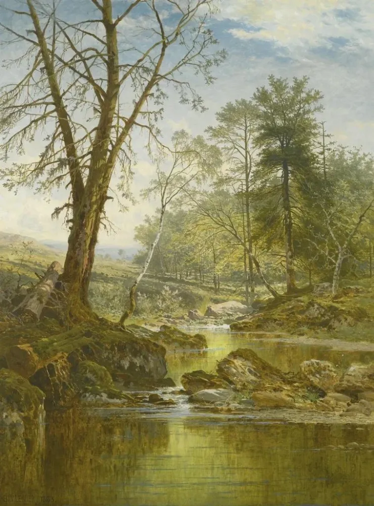 Maalaus Aurinkoinen puro Beardonissa, Dartmoor - Benjamin Williams Leader | Taidetuloste