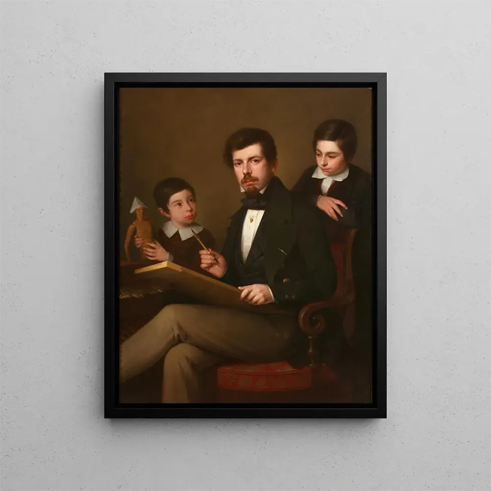 Maalaus Autoportrait avec ses fils Carlos et Vicente - Antonio Marí Esquivel | Taidetuloste