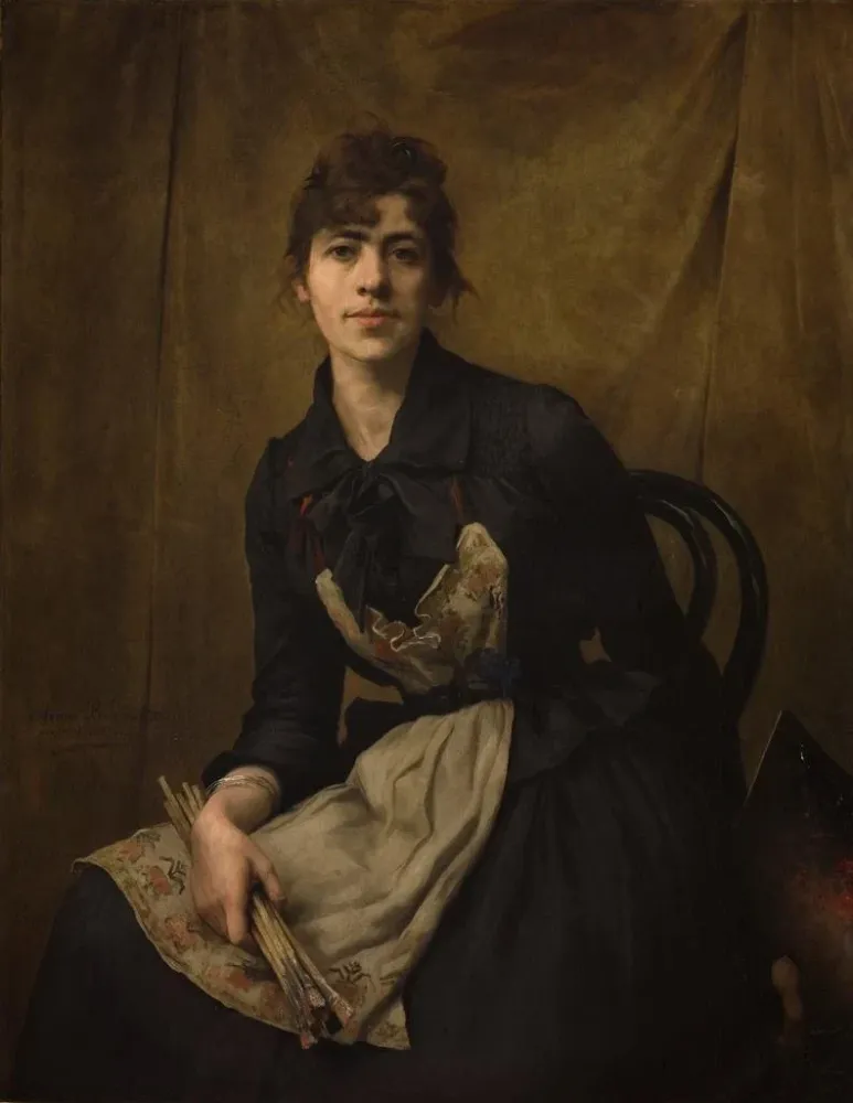 Maalaus Autoportrait avec une palette - Anna Bilińska-Bohdanowicz | Taidetuloste