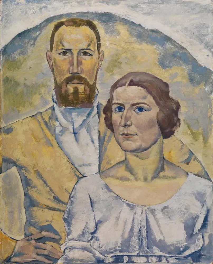 Maalaus Autoportrait de l'artiste avec sa femme - August Babberger | Taidetuloste