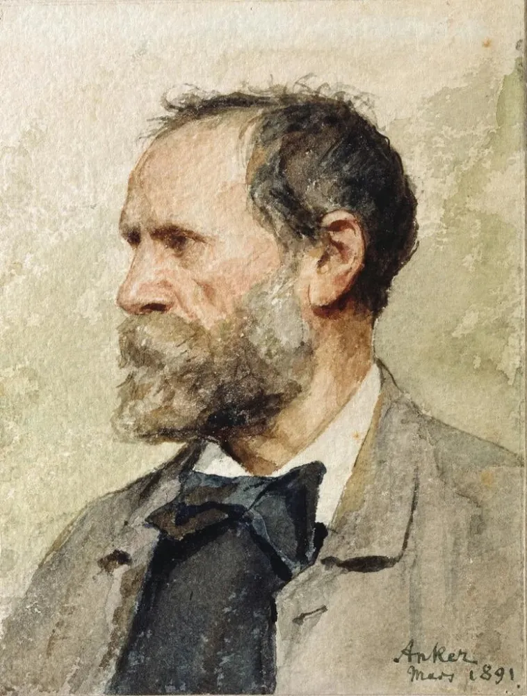 Maalaus Autoportrait de profil à gauche - Albert Anker | Taidetuloste
