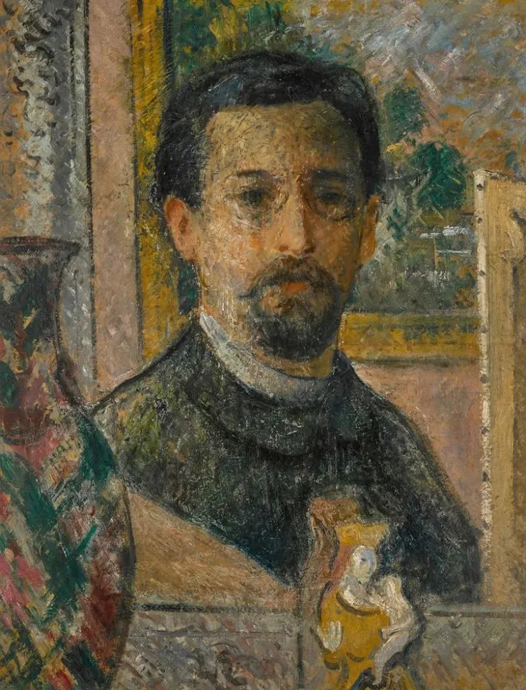 Maalaus Autoportrait à la statuette - Gustave Loiseau | Taidetuloste