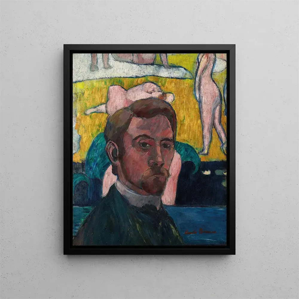 Maalaus Autoportrait au tableau : Baigneuses, la vache rouge - Émile Bernard | Taidetuloste