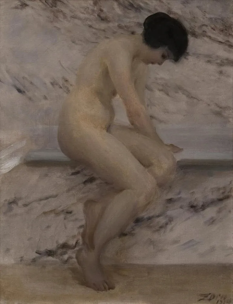 Maalaus À la baignoire - Anders Zorn | Taidetuloste