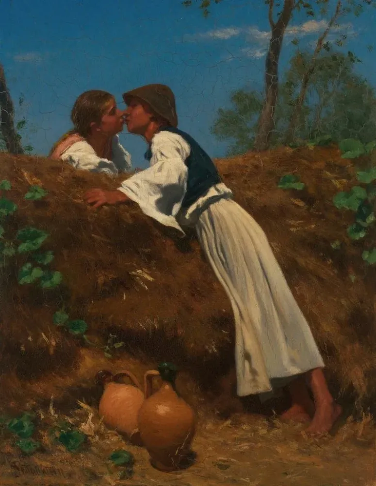 Maalaus Le Baiser II - August von Pettenkofen | Taidetuloste