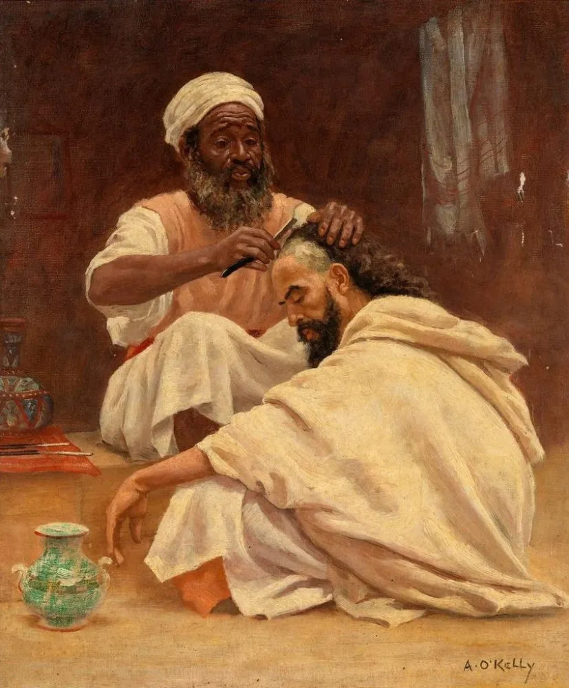 Maalaus Un Barbier Marocain - Aloysius O'Kelly | Taidetuloste