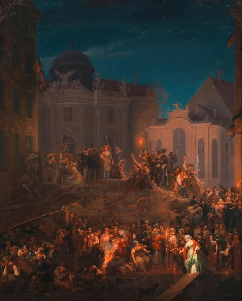 Maalaus La barricade de la Michaelerplatz dans la nuit du 26 au 27 mai 1848 - Anton Ziegler | Taidetuloste