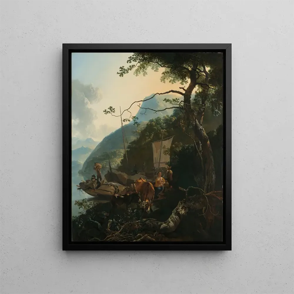 Maalaus Bateaux amarrés sur le rivage d'un lac italien - Adam Pynacker | Taidetuloste