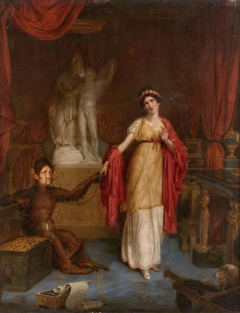 Maalaus La Belle et la Bête, allégorie satirique de Thomas Hope et de son épouse Louisa - Antoine Dubost
