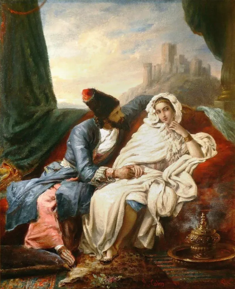Maalaus La Belle Orientale et le Cosaque - Alexandre Marie Colin | Taidetuloste