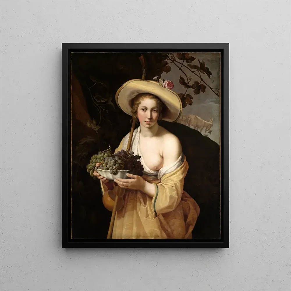 Maalaus Bergère avec un bol de raisins - Abraham Bloemaert | Taidetuloste