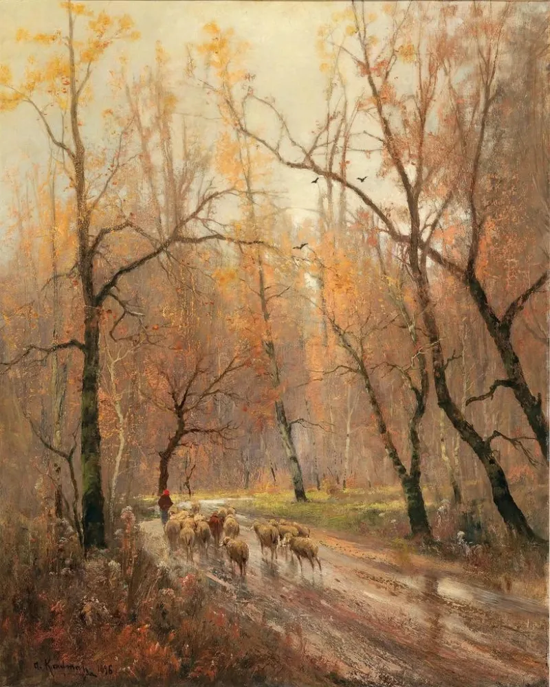 Maalaus Bergère de retour à la maison - Adolf Kaufmann | Taidetuloste
