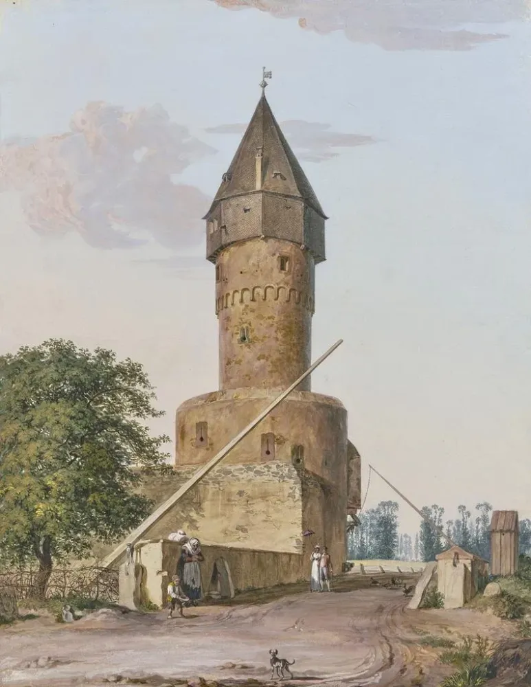 Maalaus Le Bockenheimer Warte à Francfort-sur-le-Main - Anton Radl | Taidetuloste