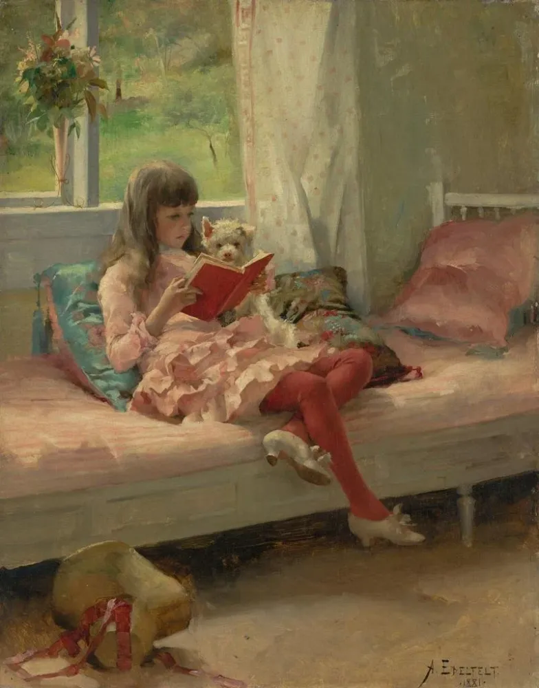 Maalaus Bons amis, Berta et Capi - Albert Edelfelt | Taidetuloste